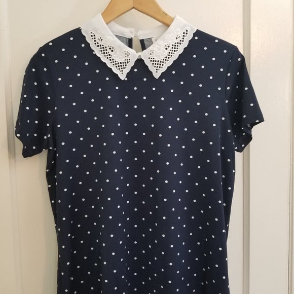 Faith And Joy Women's Blouse w/Peter Pan Collar and Polka Dots size Small - Picture 8 of 8